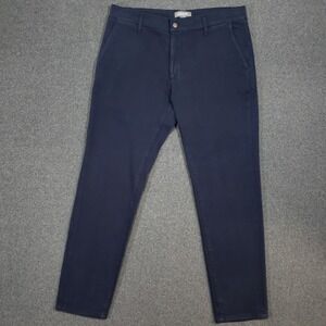 ASH & ERIE Chino Pants Mens 32x29 Navy Blue Flat Front Casual Trousers